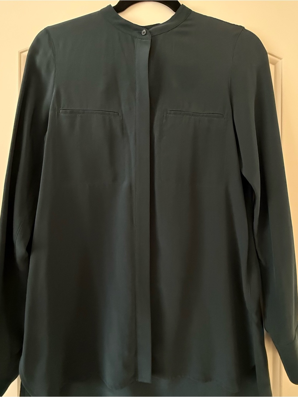 Vince Dark Teal Silk Blouse Size 2